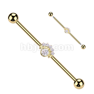316L Surgical Steel 316L Surgical Steel CZ Fan With Big Round CZ Center... - Image 3