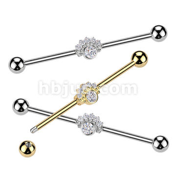 316L Surgical Steel 316L Surgical Steel CZ Fan With Big Round CZ Center...