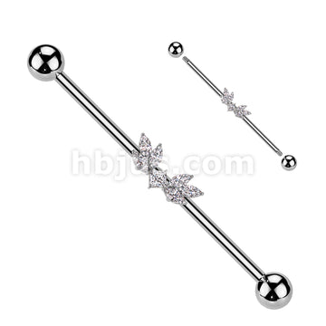 316L Surgical Steel 316L Surgical Steel Marquise CZ Wings Industrial... - Image 2