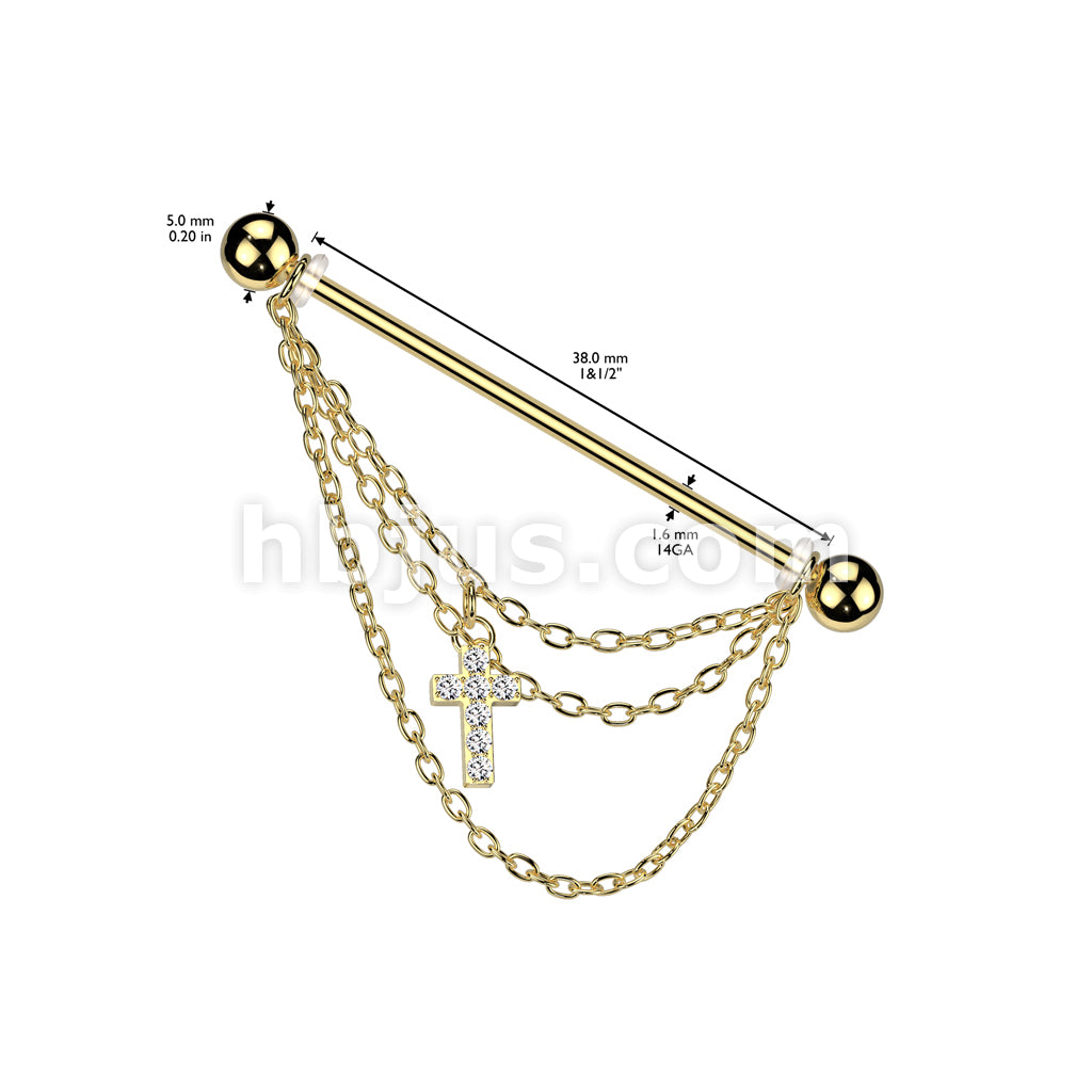 316L Surgical Steel 316L Surgical Steel Industrial Barbell With Triple... - Image 4