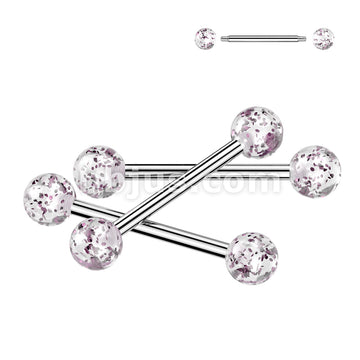 24 Pc Assorted Pack of 316L Barbells With Acrylic Glitter Balls - Image 2