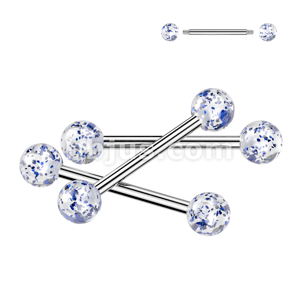 24 Pc Assorted Pack of 316L Barbells With Acrylic Glitter Balls - Image 3