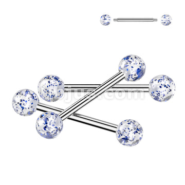 24 Pc Assorted Pack of 316L Barbells With Acrylic Glitter Balls - Image 3