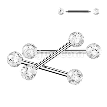 24 Pc Assorted Pack of 316L Barbells With Acrylic Glitter Balls - Image 4
