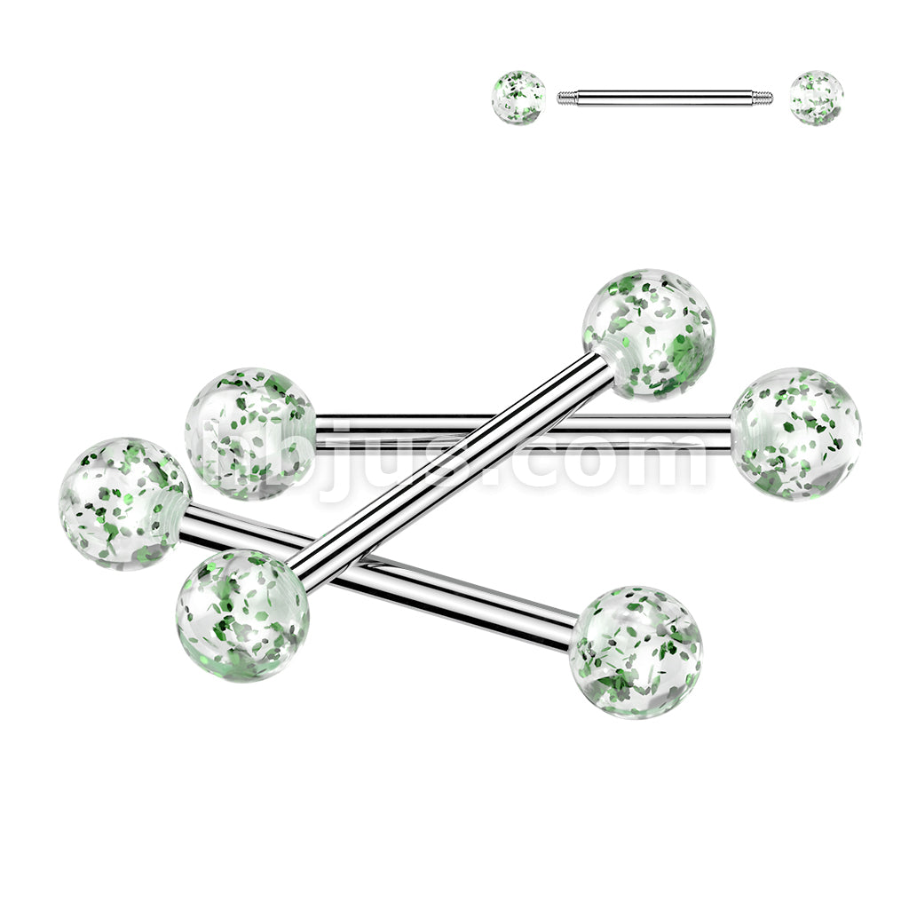 24 Pc Assorted Pack of 316L Barbells With Acrylic Glitter Balls - Image 5