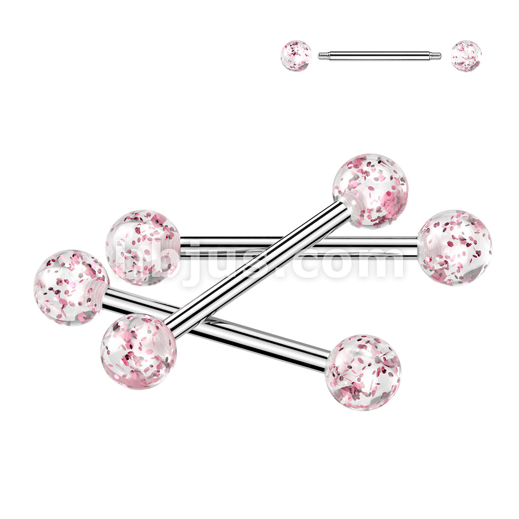 24 Pc Assorted Pack of 316L Barbells With Acrylic Glitter Balls - Image 6
