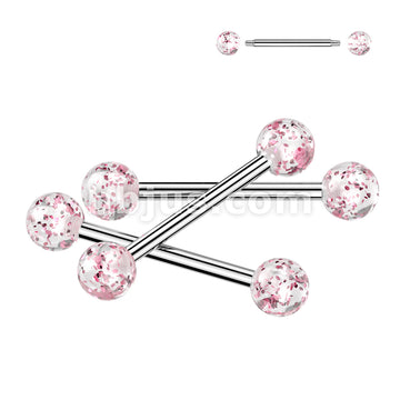24 Pc Assorted Pack of 316L Barbells With Acrylic Glitter Balls - Image 6