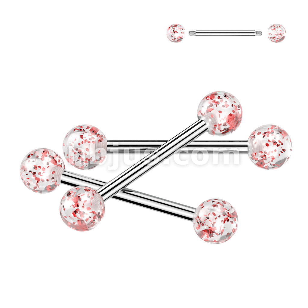 24 Pc Assorted Pack of 316L Barbells With Acrylic Glitter Balls - Image 7
