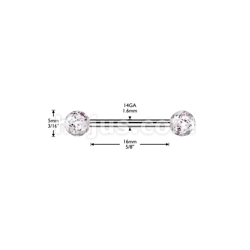 24 Pc Assorted Pack of 316L Barbells With Acrylic Glitter Balls - Image 8