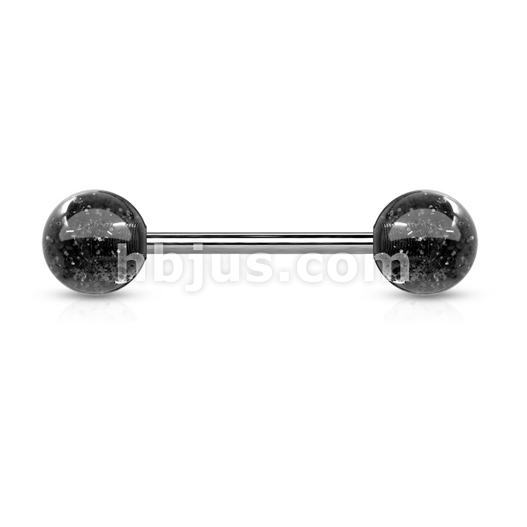 14GA Barbell W/ Acrylic Color Ultra Glitter Ball 316L Surgical Steel - Image 6