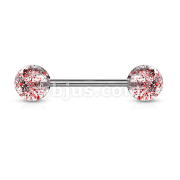 14GA Barbell W/ Acrylic Color Ultra Glitter Ball 316L Surgical Steel - Image 8