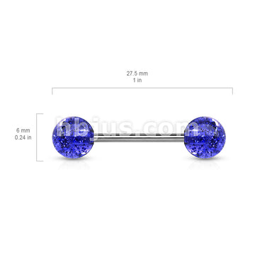 14GA Barbell W/ Acrylic Color Ultra Glitter Ball 316L Surgical Steel - Image 9