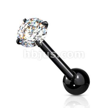 Prong Set Round CZ 316L Surgical Steel Barbell Tongue Rings - Image 6