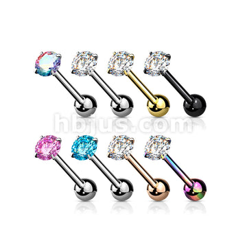 80 Pcs Prong Set Round CZ 316L Surgical Steel Barbell Tongue Rings (10 Pcs x 8 Colors) - Image 2