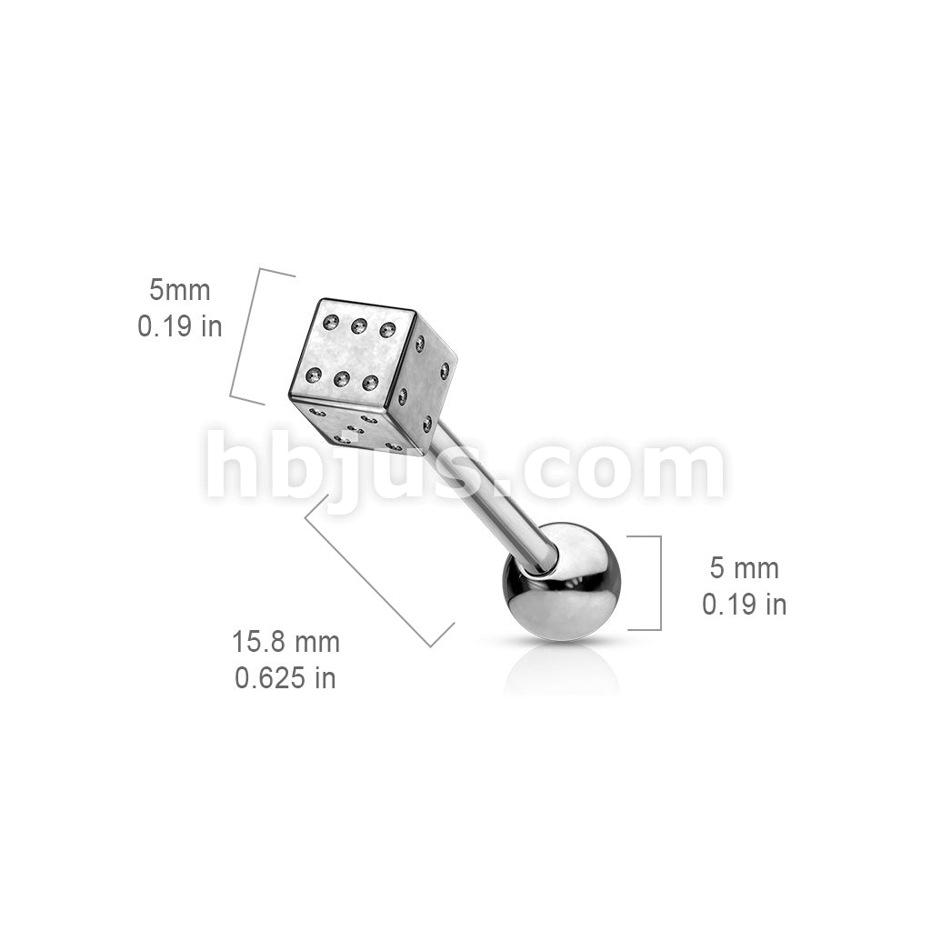 Dice Stainless Steel 316L Surgical Steel Barbell - Image 2
