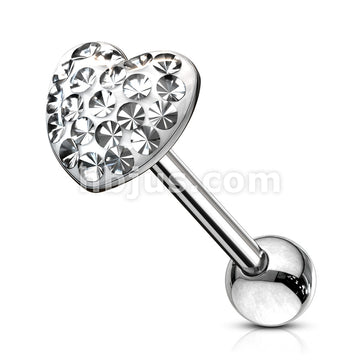 Heart Paved-Crystal on 316L Surgical Steel Barbell . Clear Epoxy... - Image 3