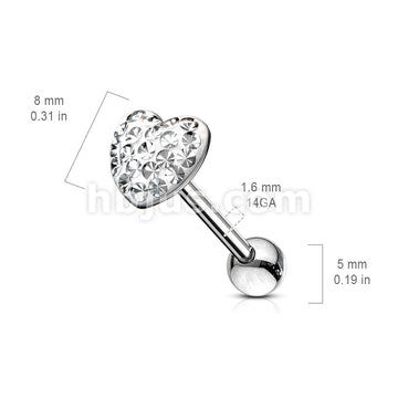 Heart Paved-Crystal on 316L Surgical Steel Barbell . Clear Epoxy... - Image 6