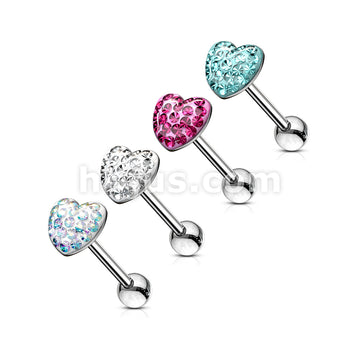 Heart Paved-Crystal on 316L Surgical Steel Barbell . Clear Epoxy... - Image 7