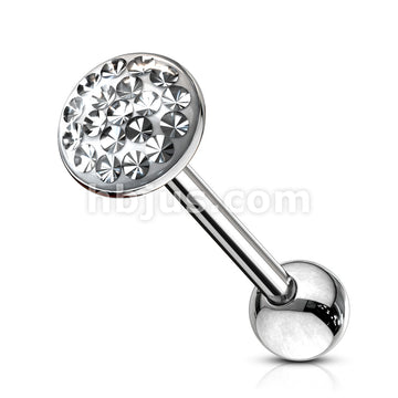 Round Paved-Gem 316L Surgical Steel Barbell . Clear Epoxy surface to... - Image 3