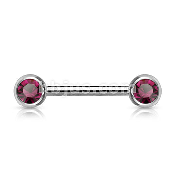 Double Front Facing Gem 316L Surgical Steel Barbell/Nipple Bar - Image 2