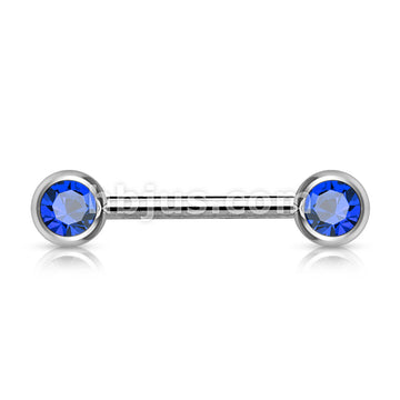 Double Front Facing Gem 316L Surgical Steel Barbell/Nipple Bar - Image 4