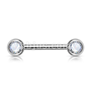Double Front Facing Gem 316L Surgical Steel Barbell/Nipple Bar - Image 5
