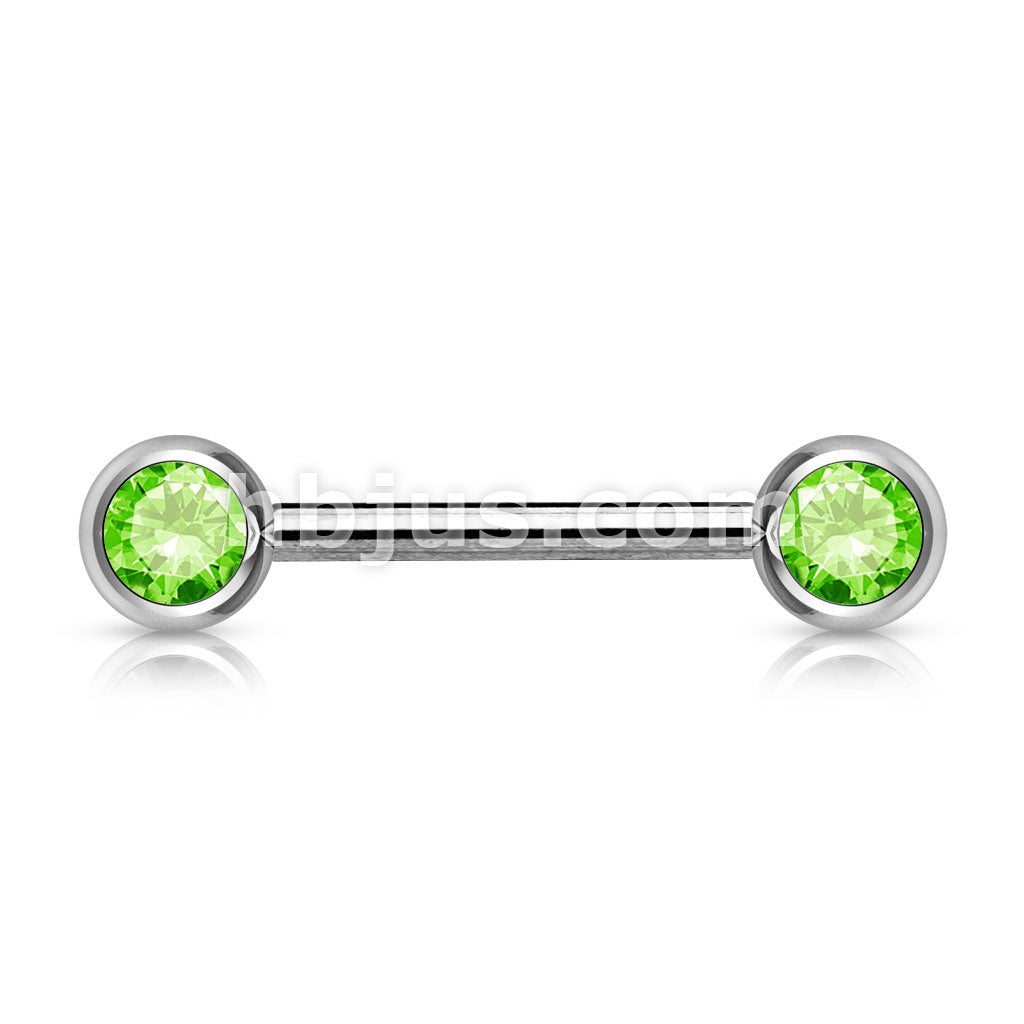 Double Front Facing Gem 316L Surgical Steel Barbell/Nipple Bar - Image 6