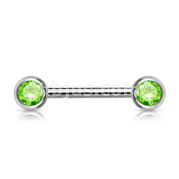 Double Front Facing Gem 316L Surgical Steel Barbell/Nipple Bar - Image 6