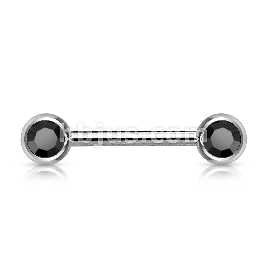 Double Front Facing Gem 316L Surgical Steel Barbell/Nipple Bar - Image 7