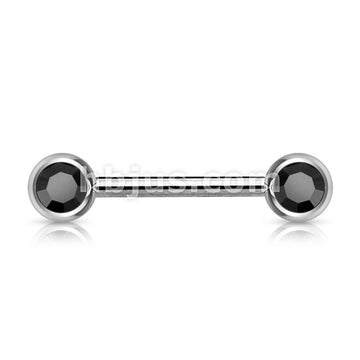 Double Front Facing Gem 316L Surgical Steel Barbell/Nipple Bar - Image 7