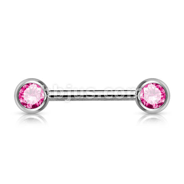 Double Front Facing Gem 316L Surgical Steel Barbell/Nipple Bar - Image 8