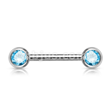 Double Front Facing Gem 316L Surgical Steel Barbell/Nipple Bar - Image 9
