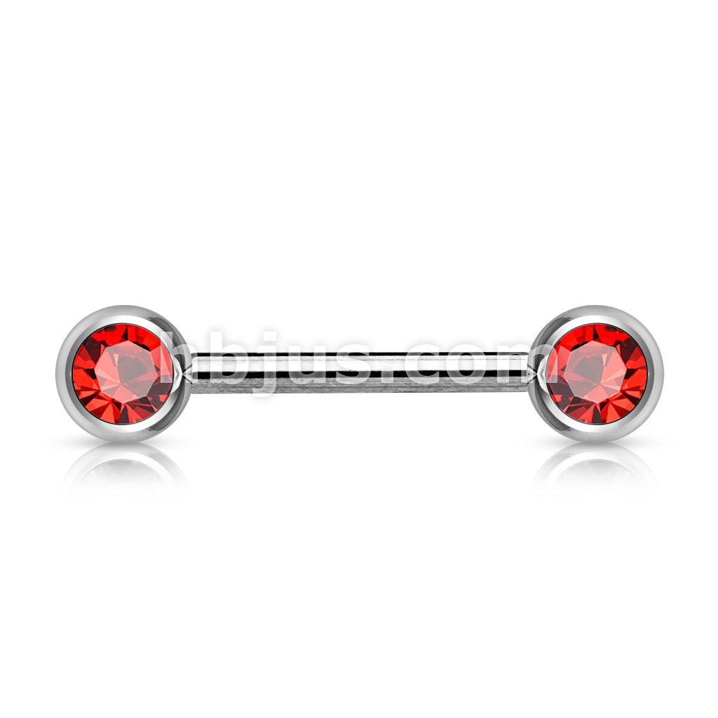 Double Front Facing Gem 316L Surgical Steel Barbell/Nipple Bar - Image 10