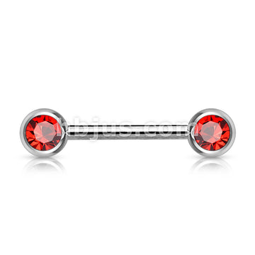 Double Front Facing Gem 316L Surgical Steel Barbell/Nipple Bar - Image 10