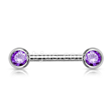 Double Front Facing Gem 316L Surgical Steel Barbell/Nipple Bar - Image 11