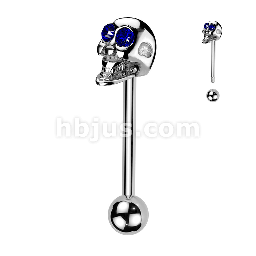 Skull Barbell Gemmed Eye 316L Surgical Steel - Image 2