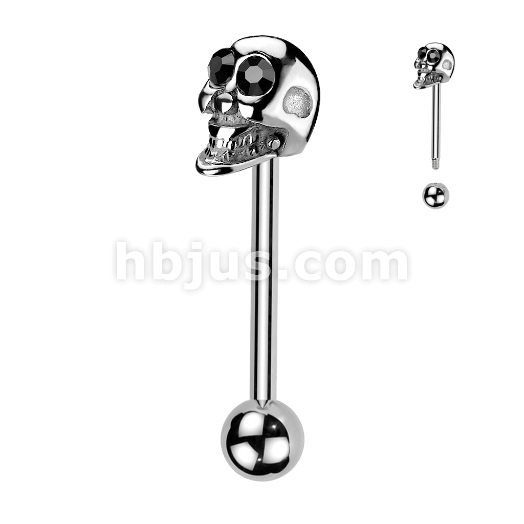Skull Barbell Gemmed Eye 316L Surgical Steel - Image 4