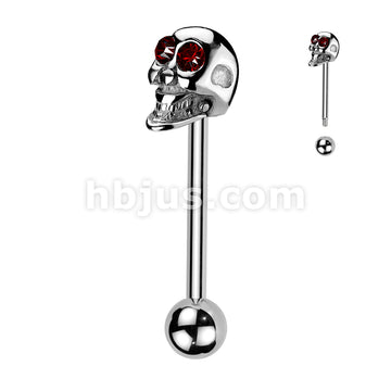 Skull Barbell Gemmed Eye 316L Surgical Steel - Image 5