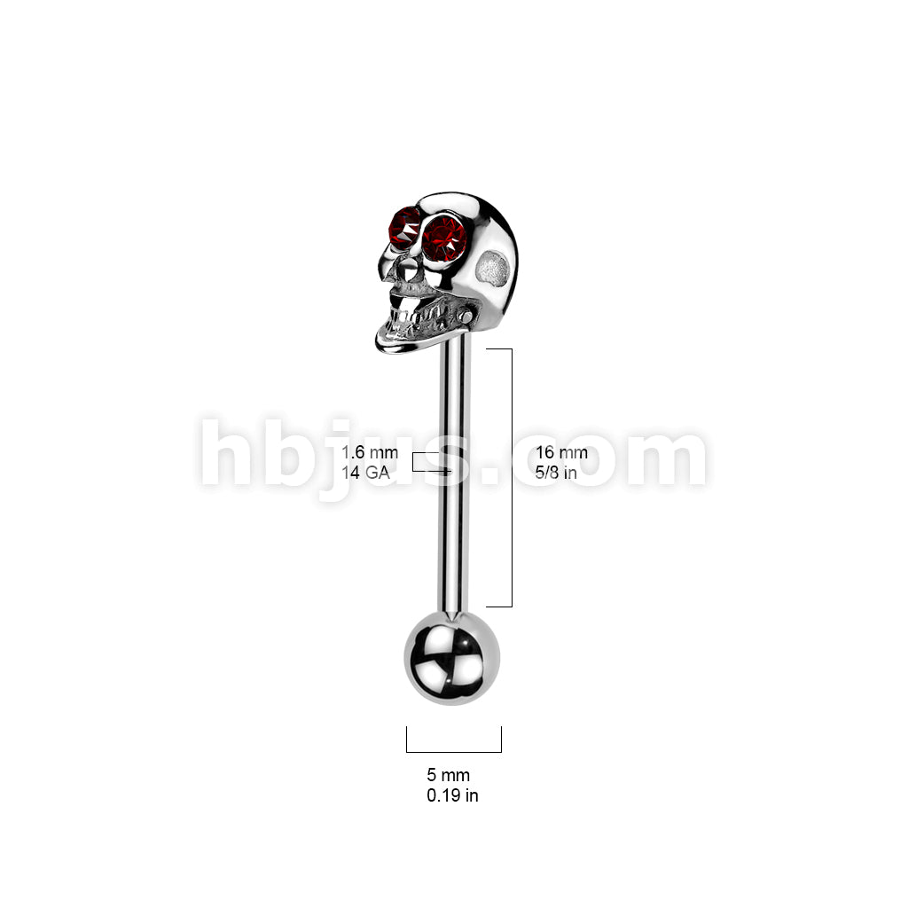 Skull Barbell Gemmed Eye 316L Surgical Steel - Image 6
