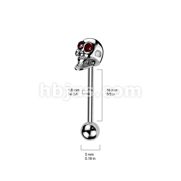 Skull Barbell Gemmed Eye 316L Surgical Steel - Image 6