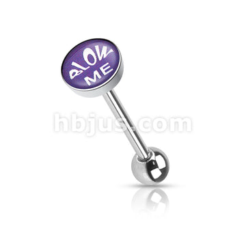 Clear Epoxy Covered BadWords Inlaid Top 316L Surgical Steel Barbell... - Image 2