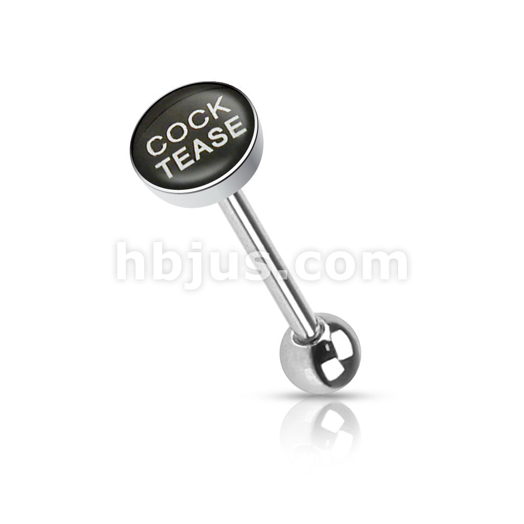 Clear Epoxy Covered BadWords Inlaid Top 316L Surgical Steel Barbell... - Image 3