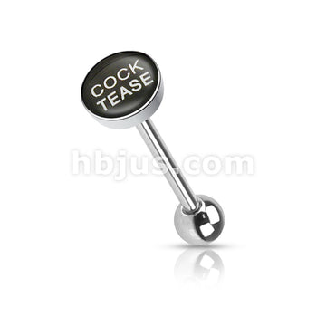 Clear Epoxy Covered BadWords Inlaid Top 316L Surgical Steel Barbell... - Image 3