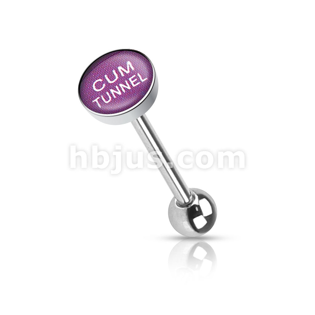 Clear Epoxy Covered BadWords Inlaid Top 316L Surgical Steel Barbell... - Image 4