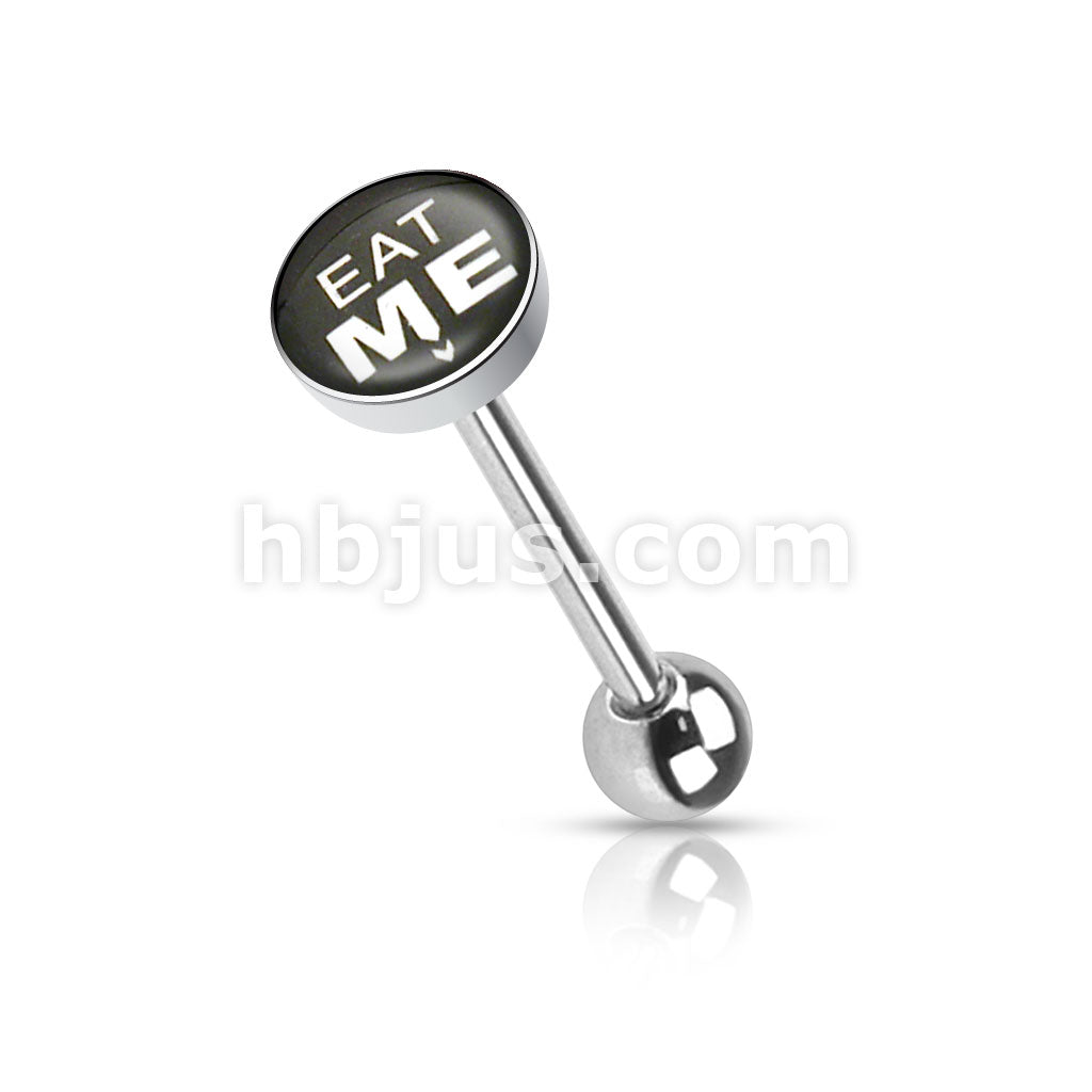 Clear Epoxy Covered BadWords Inlaid Top 316L Surgical Steel Barbell... - Image 6