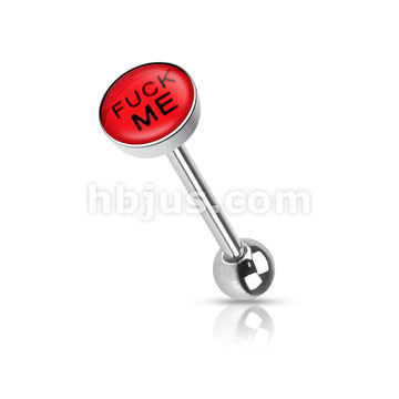 Clear Epoxy Covered BadWords Inlaid Top 316L Surgical Steel Barbell... - Image 7