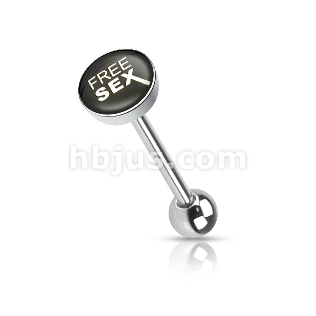 Clear Epoxy Covered Words Inlaid Top 316L Surgical Steel Barbell Tongue... - Image 4