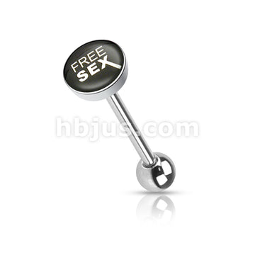 Clear Epoxy Covered Words Inlaid Top 316L Surgical Steel Barbell Tongue... - Image 4