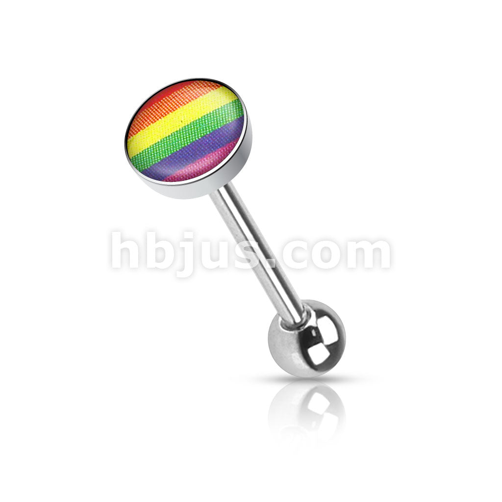 Clear Epoxy Covered Picture Inlaid Top 316L Surgical Steel Barbell... - Image 8