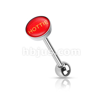Clear Epoxy Covered Words Inlaid Top 316L Surgical Steel Barbell Tongue... - Image 5